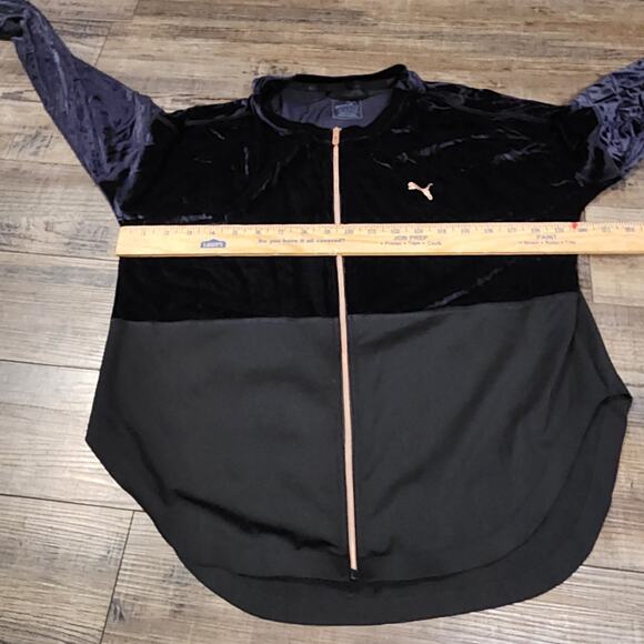 PUMA Velour Track Jacket Full-Zip Street Big Logo Y2K Black Size L 2292 - Picture 3 of 7